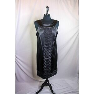 Eliza J New York Dress Black Satin Lace Sleeveless Size 12